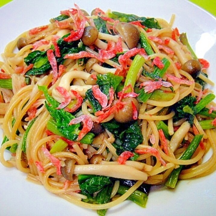 ほうれん草ときのこ桜海老のパスタ レシピ 作り方 By Mint74 楽天レシピ